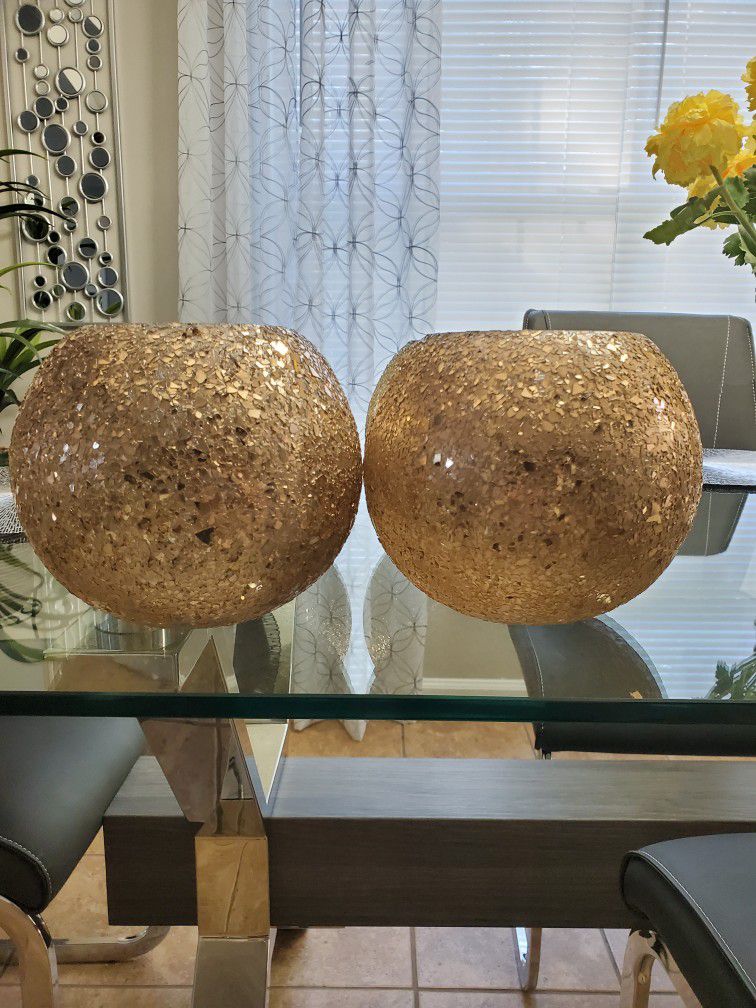 ⭐🆕️  Copper Crackled Bling Bowl Candle Holders⭐🆕️
