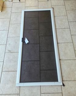 White Single Sliding Aluminum Screen Door with Very strong Mesh 36in W x 78in H