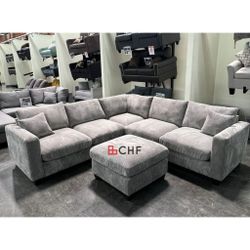corduroy sectional sofa with ottoman  - Limited Time Offer 