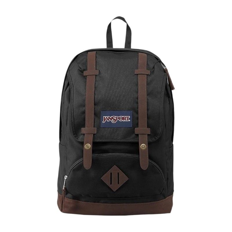 JanSport Cortlandt 15-Inch Laptop Backpack-Rugged Vegan Leather Bag, BLACK