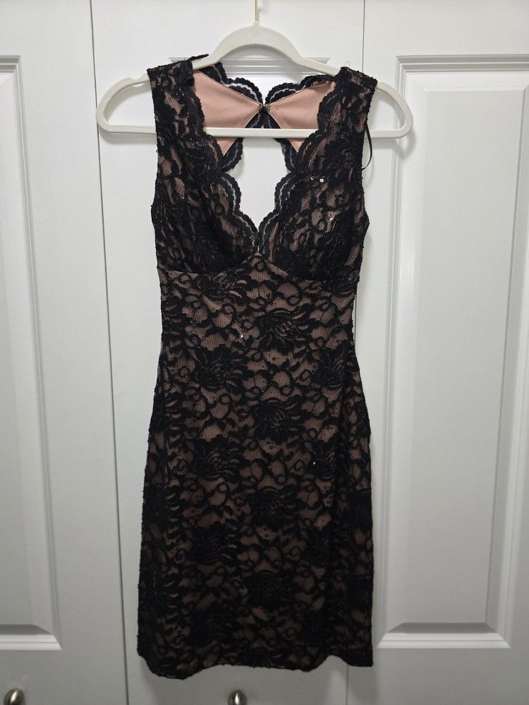 Morgan & Co Black Lace Dress With Sequin Details Size 1/2
