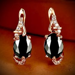 Trendy Black Sapphire Oval Cut Black Drop Earrings…