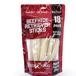 x36 Large 10" Rawhide Retriever Sticks Rolls Dog Treats Beef Hide Chicken READ! RAWHIDE RETRIEVER STICKS
