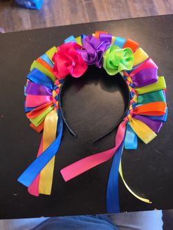 Rainbow Ribbon Flower Crown Headband