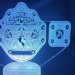 Championship Wrestling Belt LED Lamp , Add Your Name !!