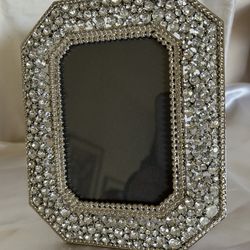 Vintage Small Rhinestone Heavy Picture Frame 