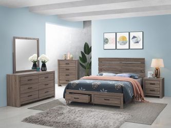 5 PC QUEEN BEDROOM SET STORAGE BEDFRAME NO CREDIT NEEDED FINANCING AVAILABLE 