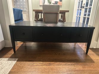 Black Wood Coffee Table with Drawers and Pops Up