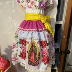 Vestido Bordado Mexicano Virgen De Guadalupe Niña