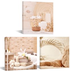 Nachic Wall Neutral Bathroom Canvas Wall Art Decor Boho Botanical Picture Prints Modern Light Beige Zen Spa Wall Decoration