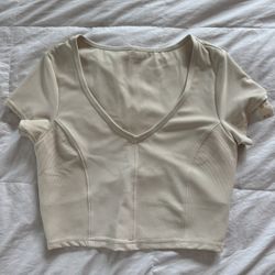 Cream athletic cropped top with Built In Lining From Offline Aerie