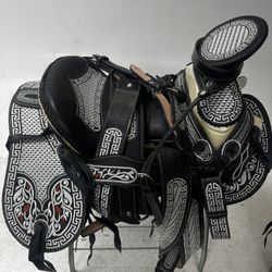 KingSaddle Mexican Leather Horse Saddle/ Silla De Montar Estilo Charro 