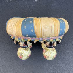 Victoria & Richard MacKenzie -Childs LTD Ottoman sitting stool padded cushion