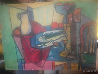 1961 painting from cubist artist Mkrubbe SIGNED