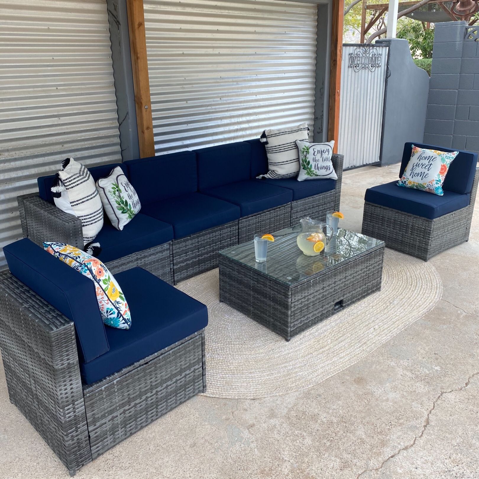 Patio Conversation Set, Outdoor Furniture , 7 Pc, Colors