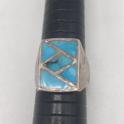 Native Inlaid Turquoise Cobblestone Ring