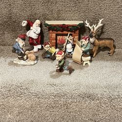 Vtg Franks Nusery Christmas Figure set of 8 ‘Twas the night before Santa Elf