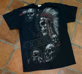 VTG Y2K Skull T Shirt Cyber Mall Goth Grunge Emo Med