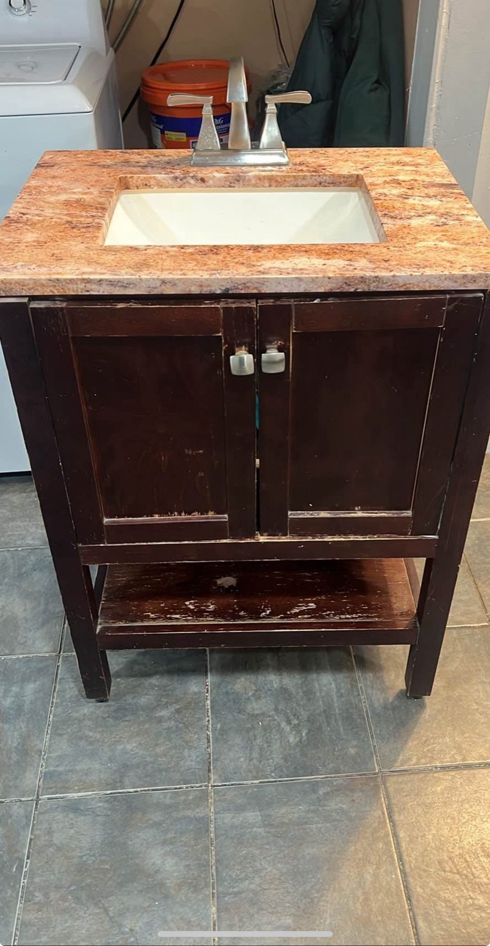 Bathroom Vanity With Sink And Faucet. Solid Wood