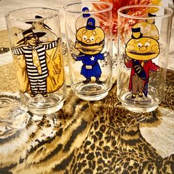 McDonalds Big Mac Mayor McCheese Hamburglar collectible drinking glasses 3 count 