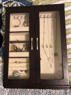 Jewelry box with sterling silver and fashion jewelry