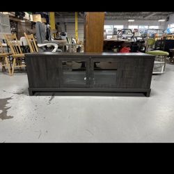 Storage TV Stand for TVs up to 75" Weathered Pine - Threshold™: Farmhouse Style Media Console with Adjustable Shelves