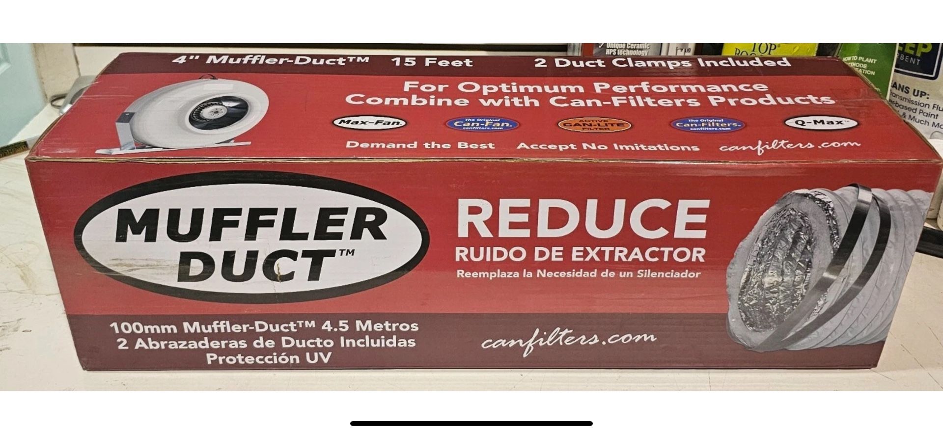 4" X 15' Muffler Duct Can-Filter Max-Duct Can Fan Ducting 4 Inch X 15 Feet NEW!