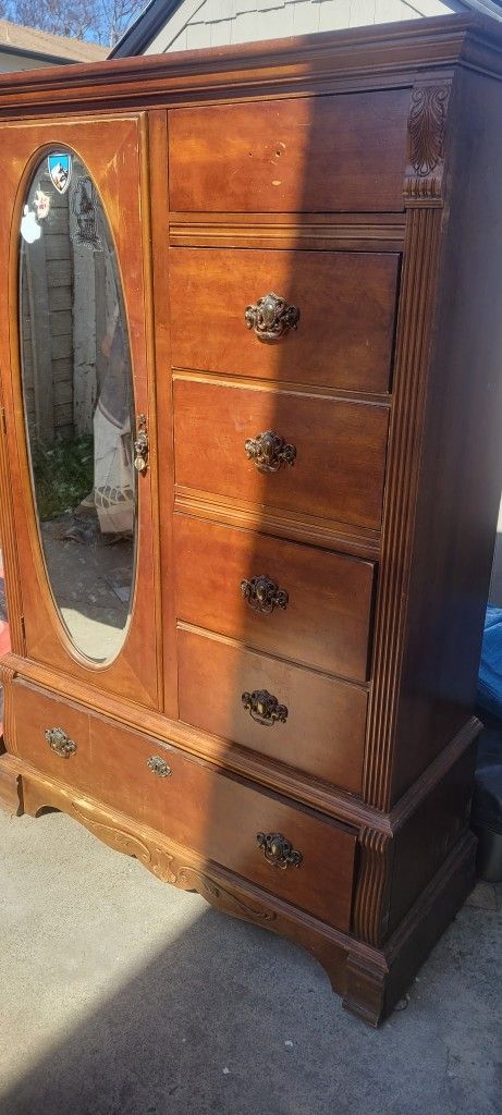 ⭐FREE Vintage Armoire Furniture Wood Cabinet! Drawers Shelves Storage Wardrobe Closet⭐
