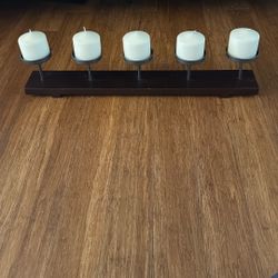 Wood & Iron 5 Candle Holder Decor