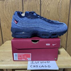 Levi's x Nike Air Max 95 OG Denim Obsidian Navy Blue Size 11 US NEW HM4743-400