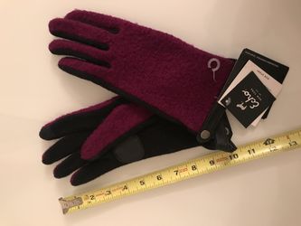 Echo gloves wool/cashmere purple/black, size L/XL, boucle, Berry, NWT