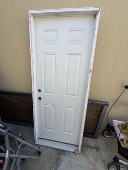 White 6-Panel Exterior Door with Frame