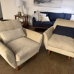 2 Mid-century Design Fabric chair