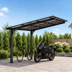 10x10FT PC Roof Carport , Galvanized Steel Frame Sloped Roof , Outdoor Car Motorcycle Patio Storage Awning for Backyard Home Use(9.92x8.6ft )