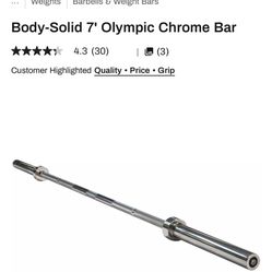 Body-Solid 7’ Olympic 45 Pound Barbell Chrome