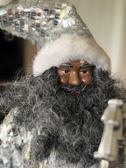 North Pole Trading Co. 18in Glam African American Christmas Santa Figurine