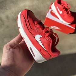New Nike Air Max 90 LTR Red & White Toddler Size 10c