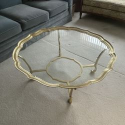 Vintage Labarge Hollywood Regency Brass & Glass Coffee Table