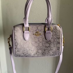 purple mini duffle coach purse