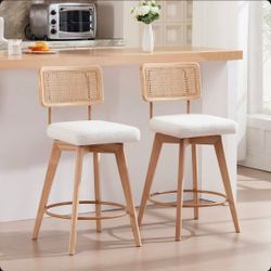$99!! Brand New Fully Assembled Bay Isle Home Swivel Bouclé Counter Stools – Set of 2
