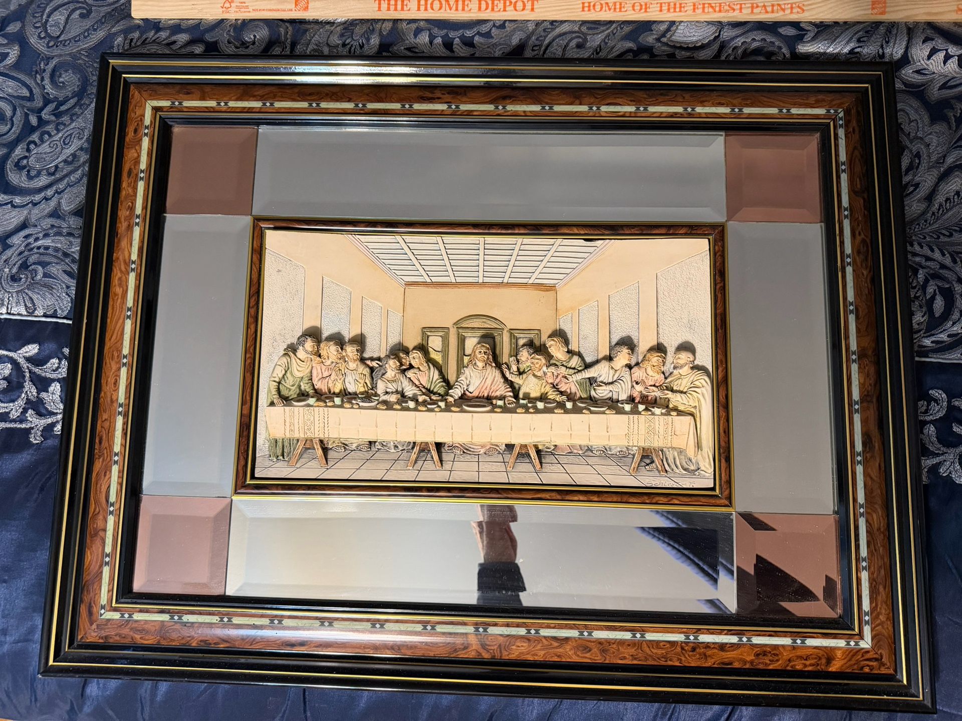 Beautiful Large Bas Relief Last Supper Great Colors