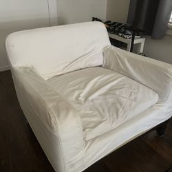 Italian Leather Slipcovered Lounge Couch