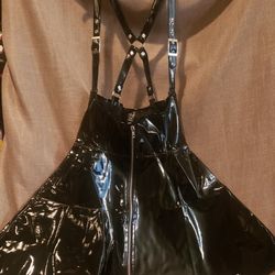 Gothic Faux Leather Dress with Suspenders