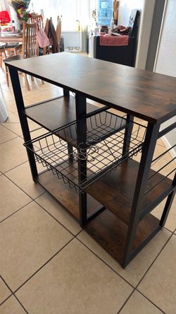 Coffee Bar,  Stand, Modern Basic, Rustic Brown and Matte Black