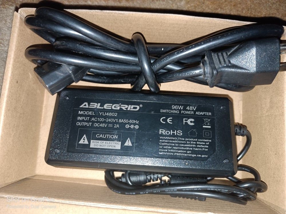 AC 100V-240V Converter Adapter DC 48V 2A 96W Power Supply Charger DC 5.5mm PSU