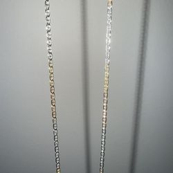 18 inch 1.5mm solid 925 silver Diamond cut Mariner  tri tone. STAMPED