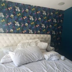 Tufted White Velvet Bed Frame/Headboard King