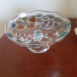 Vintage  Mikasa Colored Glass Frosted Fruit Platter