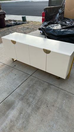 Large White & Gold 4-Door Sideboard