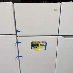 New open box whirlpool white top and bottom refrigerator 